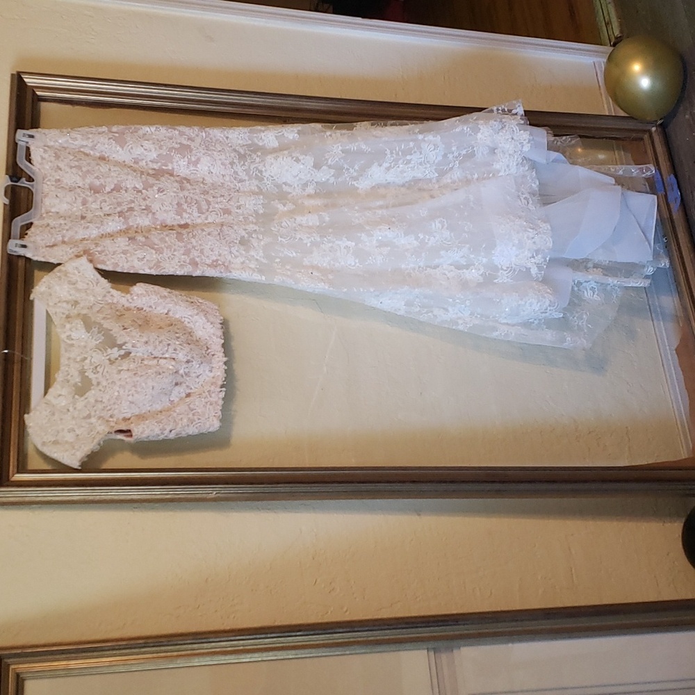 Sherri Hill Ivory lace two piece Wedding Prom Homecoming gown Style# 51013